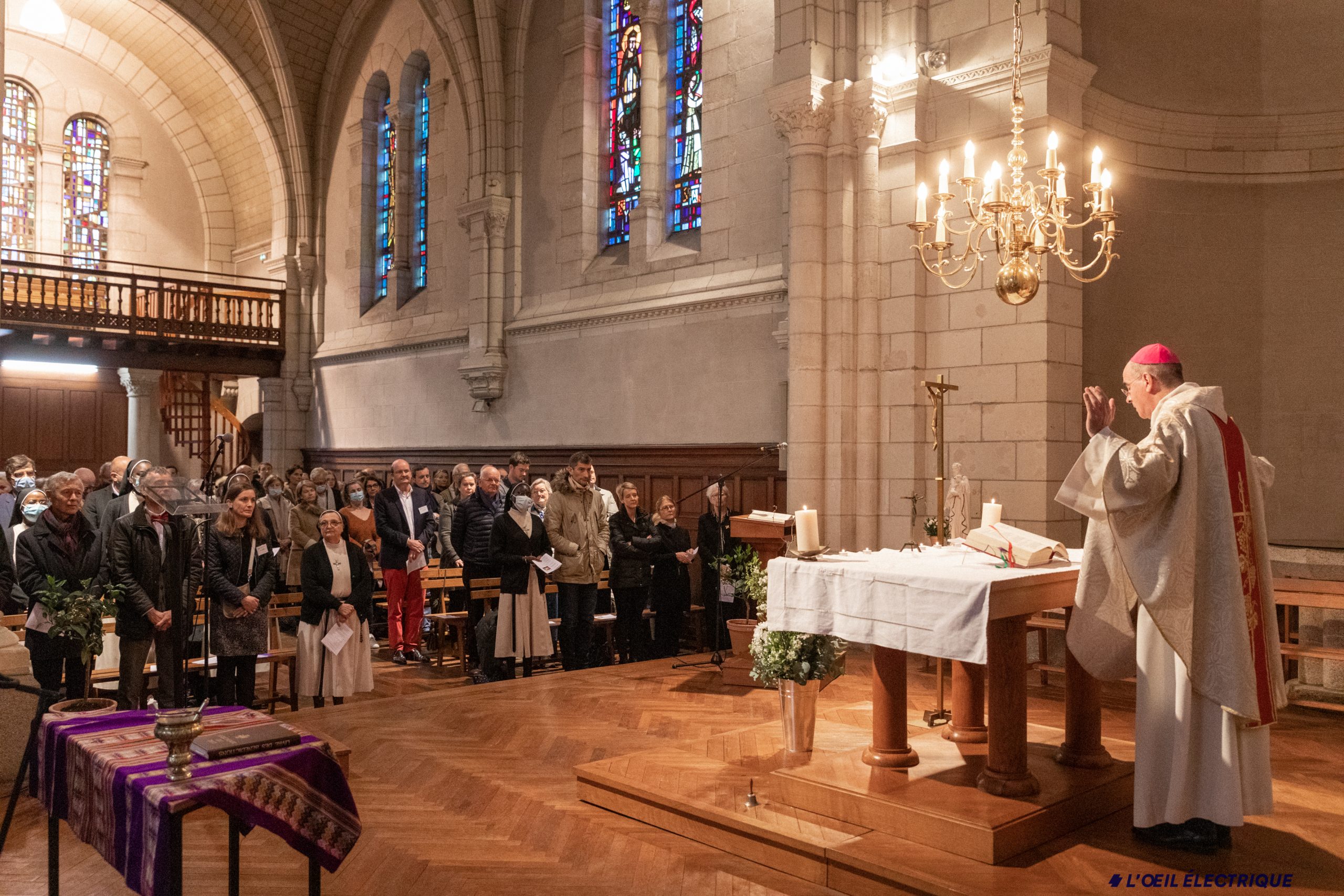 Messe d'inauguration, célébrée par Monseigneur Percerou, Evêque de Nantes, à la chapelle Saint-Marc